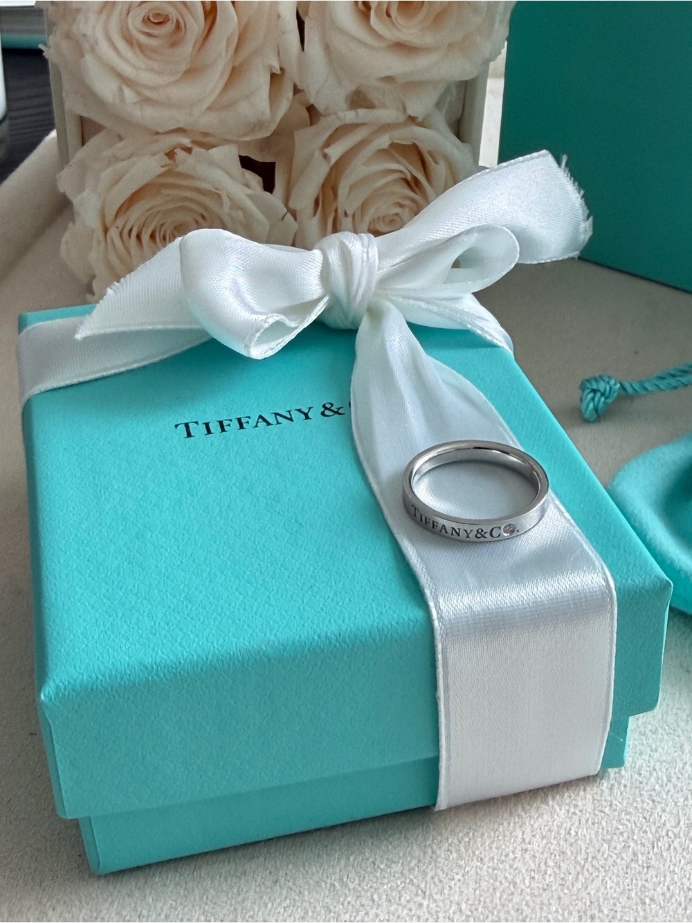 Tiffany & Co. Platinum Diamond Band Ring Size 5.5